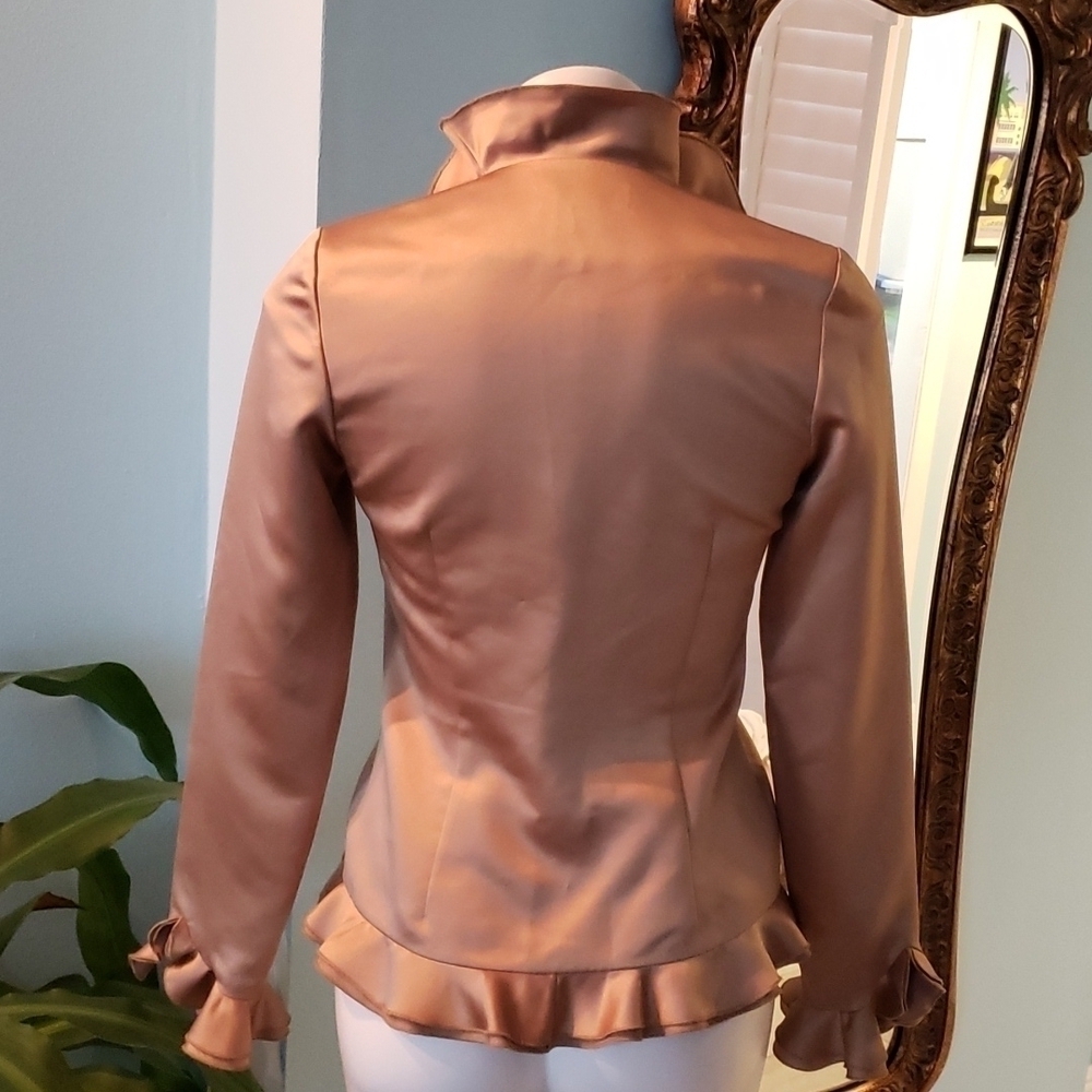 Gold Satin Ruffle Blouse Spenser Jeremy - Picture 5 of 6
